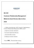 BU 230 Customer Relationship Management &lpar;HU&rpar; Midterms Qns & Ans 2025