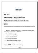 BU 247 Advertising & Public Relations &lpar;HU&rpar; Midterms Qns & Ans 2025&period;