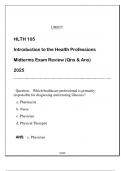 HLTH 105 Introduction to the Health Professions &lpar;LU&rpar; Midterms Qns & Ans 2025&period;