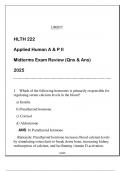 HLTH 222 Applied Human A & P II &lpar;LU&rpar; Midterms Qns & Ans 2025&period;