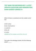 TEST BANK FOR MICROBIOLOGY 1 LATEST UPDATED QUESTIONS AND ANSWERS REAL EXAM ALREADY GRADED A&plus;