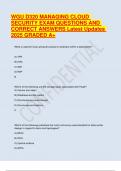 WGU D320 MANAGING CLOUD SECURITY EXAM QUESTIONS AND CORRECT ANSWERS Latest