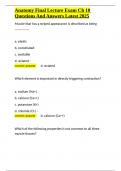 Anatomy Final Lecture Exam Ch 10 Questions And Answers Latest 2025&period;docx