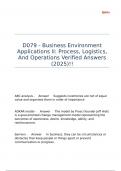 D079 - Business Environment Applications II Process&comma; Logistics&comma; And Operations Verified Answers &lpar;2025&rpar;&excl;&excl;