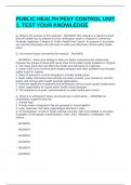 PUBLIC HEALTH PEST CONTROL UNIT 1&period; TEST YOUR KNOWLEDGE