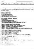 AAA Food Handler exam with the best certified question and answers