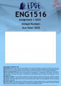 ENG1516 Assignment 1 &lpar;ANSWERS&rpar; 2025 - DISTINCTION GUARANTEED