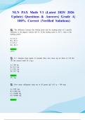 NLN PAX Math V1 &lpar;Latest 2025&sol; 2026 Update&rpar; Questions & Answers&vert; Grade A&vert; 100&percnt; Correct &lpar;Verified Solutions&rpar;