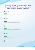 NLN NEX Verbal V2 &lpar;Latest 2025&sol; 2026 Update&rpar; Questions & Answers&vert; Grade A&vert; 100&percnt; Correct &lpar;Verified Solutions&rpar;