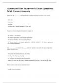 Automated Test Framework Exam Questions With Correct Answers