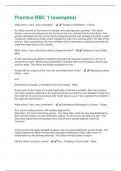 Practice RBC 1 &lpar;examples&rpar; Questions and Answers 100&percnt; Correct&vert;Latest 2025 Update Complete