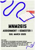 MNM2615 Assignment 1 Semester 1 &vert; Due March 2025