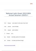 National Latin Exam 2010 Questions And Answers Latest Updates 2025&sol;2026 With Correct Answers 100&percnt; With Complete Solutions Pass Guaranteed &vert; Graded A&plus; &vert;
