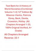 Test Bank for A History of World Societies &lpar;Combined Volume&rpar; 12th Edition By Wiesner-Hanks&comma; Patricia Ebrey&comma; Beck&comma; Davila&comma; Crowston&comma; McKay