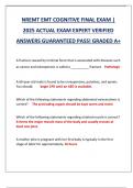NREMT EMT COGNITIVE FINAL EXAM &vert;  2025 ACTUAL EXAM EXPERT VERIFIED  ANSWERS GUARANTEED PASS&excl; GRADED A&plus;