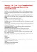 Nursing 110 Final Exam Complete Study set with Questions and simplified correct Answers
