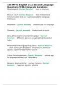 126 MTTC English as a Second Language Questions With Complete Solutions&period;