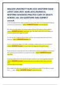 WALDEN UNIVERSITY NURS 6531 MIDTERM EXAM  LATEST 2024-2025  NURS-6531&sol;NURS6531   MIDTERM ADVANCED PRACTICE CARE OF ADULTS  ACROSS&vert; ALL 150 QUESTIONS AND CORRECT ANSWERS 