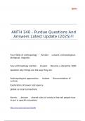ANTH 340 - Purdue Questions And Answers Latest Update &lpar;2025&rpar;&excl;&excl;
