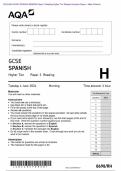 2024 AQA GCSE SPANISH 8698/RH Paper 3 Reading Higher Tier Merged Question Paper + Mark Scheme Actual 2024 AQA GCSE SPANISH 8698/RH Paper 3 Reading Higher Tier Merged Question Paper + Mark Scheme