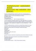   &Tab;Pharmacology assessment &lpar;B&rpar; 2019&Tab;  &Tab;questions and answers 100&percnt; verified&period;&Tab;   