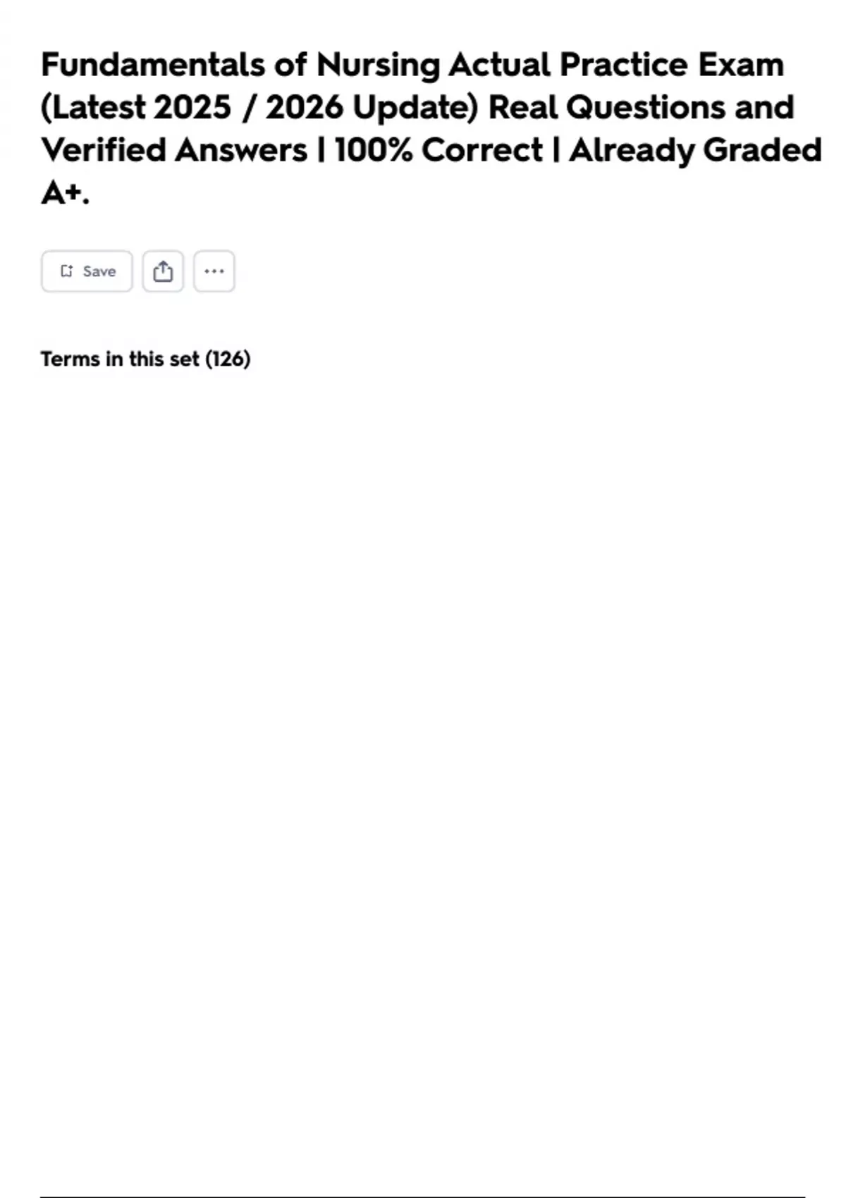 Fundamentals of Nursing Actual Practice Exam (Latest 2025 / 2026 Update ...
