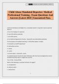 Child Abuse Mandated Reporter&colon; Medical Professional Training &period; Exam Questions And Answers &vert;Latest 2025 &vert; Guaranteed Pass&period;