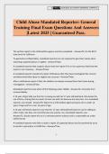Child Abuse Mandated Reporter&colon; General Training Final Exam Questions And Answers &vert;Latest 2025 &vert; Guaranteed Pass&period;