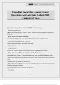 Canadian Securities Course Exam 1 Questions And Answers &vert;Latest 2025 &vert; Guaranteed Pass&period;
