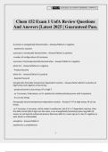 Chem 152 Exam 1 UofA Review Questions And Answers &vert;Latest 2025 &vert; Guaranteed Pass&period;