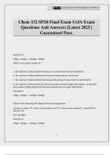 Chem 152 SP20 Final Exam UofA Exam Questions And Answers &vert;Latest 2025 &vert; Guaranteed Pass&period;