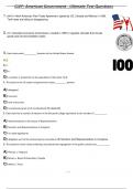 CLEP AMERICAN GOVERNMENT ULTIMATE EXAM NEWEST ACTUAL EXAM COMPLETE ALL 140 QUESTIONS AND CORRECT DETAILED ANSWERS