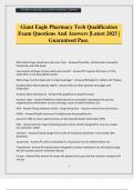 Giant Eagle Pharmacy Tech Qualification Exam Questions And Answers &vert;Latest 2025 &vert; Guaranteed Pass