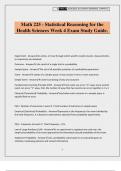 Math 225 - Statistical Reasoning for the Health Sciences Week 4 Exam Study Guide&period;