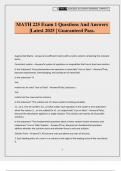 MATH 225 Exam 1 Questions And Answers &vert;Latest 2025 &vert; Guaranteed Pass&period;