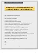 Med Certification 1 Exam Questions And Answers &vert;Latest 2025 &vert; Guaranteed Pass&period;