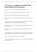 A Level Law- Criminal Law&lpar;AQA&rpar; Final Exam And All Correct Answers&period;