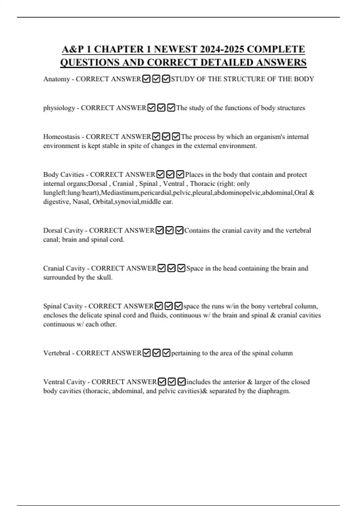 A&P 1 CHAPTER 1 NEWEST COMPLETE QUESTIONS AND CORRECT DETAILED ANSWERS ...