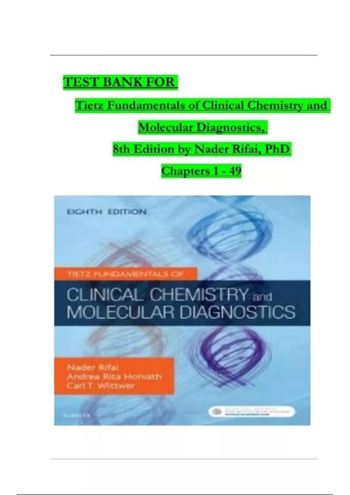 Test bank for Tietz Fundamentals of Clinical Chemistry and Molecular ...