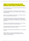 CWB 2 Visual Weld Inspector Exam Question and answers verified to pass