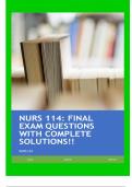 NURS 114&colon; FINAL EXAM QUESTIONS WITH COMPLETE SOLUTIONS LATEST UPDATE 2025-2026 GRADED A