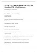 A Level Law Cases &lpar;Criminal Law&rpar; AQA Test Questions With Solved Solutions&period;