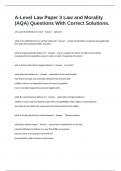 A-Level Law Paper 3 Law and Morality &lpar;AQA&rpar; Questions With Correct Solutions&period;