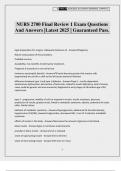 NURS 2700 Final Review 1 Exam Questions And Answers &vert;Latest 2025 &vert; Guaranteed Pass&period;