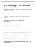 A-Level Law Paper 3 Remedies &lpar;AQA&rpar; Questions And Answers&period;