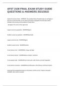 AFST 2100 FINAL EXAM STUDY GUIDE QUESTIONS & ANSWERS 2021&sol;2022
