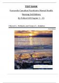 TEST BANK for Varcarolis Canadian Psychiatric Mental Health  Nursing 3rd Edition  By Pollard All Chapter 1 to 35 Complete