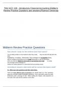 TMU ACC 100 - Introductory Financial Accounting &lpar;Midterm Review Practice Questions and answers&rpar; Ryerson University