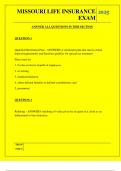  MISSOURI LIFE INSURANCE EXAM QUESTIONS AND ANSWERS 2025