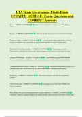 UTA Texas Government Finals Exam UPDATED ACTUAL Exam Questions and  CORRECT Answers
